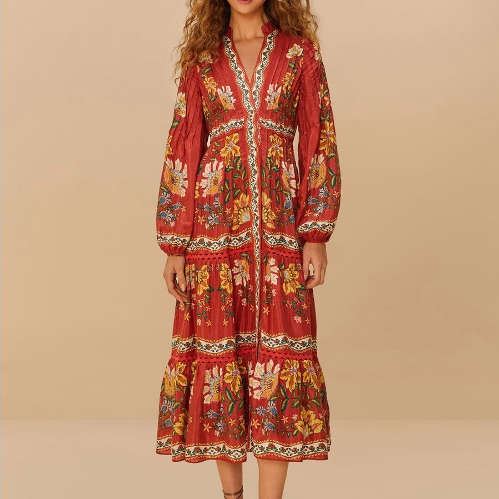 FARM Rio Floral Red Maxi Dress